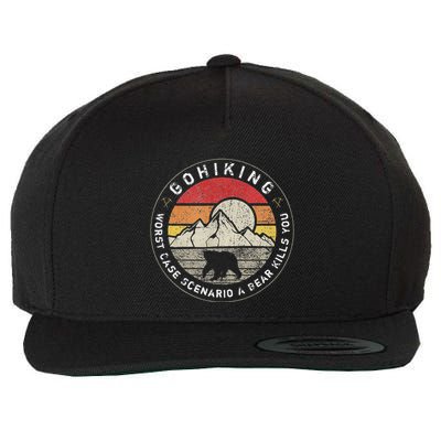 Go Hiking Worst Case Scenario A Bear Kills You Mountain Love Wool Snapback Cap