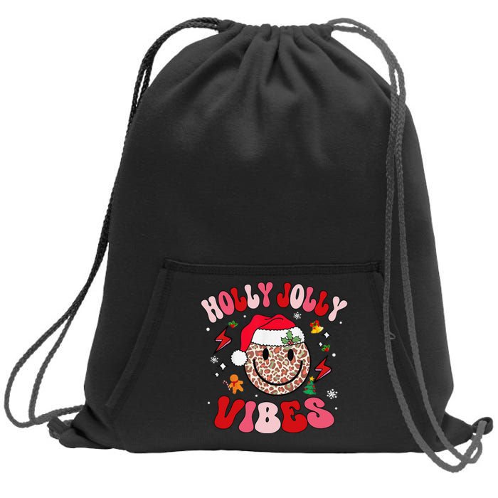 Groovy Holly Xmas Jolly Vibes Pin.K Christmas Xmas Sweatshirt Cinch Pack Bag