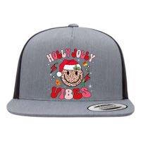 Groovy Holly Xmas Jolly Vibes Pin.K Christmas Xmas Flat Bill Trucker Hat