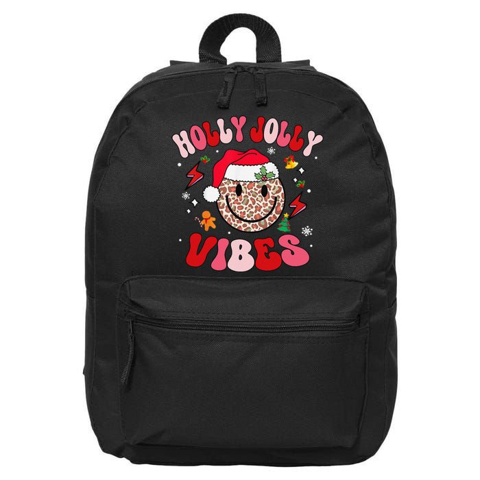 Groovy Holly Xmas Jolly Vibes Pin.K Christmas Xmas 16 in Basic Backpack