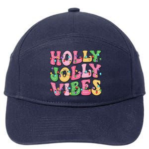 Groovy Holly Xmas Jolly Vibes Pin.K Christmas Xmas 7-Panel Snapback Hat