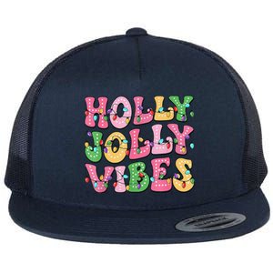 Groovy Holly Xmas Jolly Vibes Pin.K Christmas Xmas Flat Bill Trucker Hat