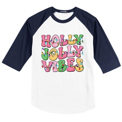 Groovy Holly Xmas Jolly Vibes Pin.K Christmas Xmas Baseball Sleeve Shirt