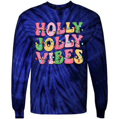 Groovy Holly Xmas Jolly Vibes Pin.K Christmas Xmas Tie-Dye Long Sleeve Shirt