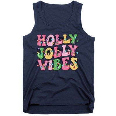 Groovy Holly Xmas Jolly Vibes Pin.K Christmas Xmas Tank Top