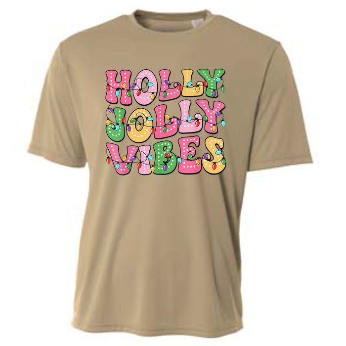 Groovy Holly Xmas Jolly Vibes Pin.K Christmas Xmas Cooling Performance Crew T-Shirt