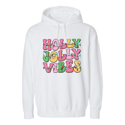 Groovy Holly Xmas Jolly Vibes Pin.K Christmas Xmas Garment-Dyed Fleece Hoodie