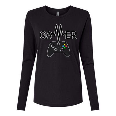 Gamer Heartbeat Xbox Black Womens Cotton Relaxed Long Sleeve T-Shirt