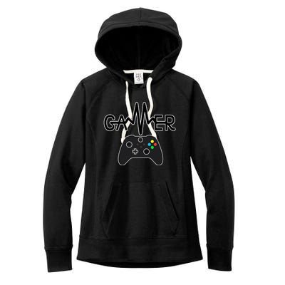 Gamer Heartbeat Xbox Black Women's Fleece Hoodie