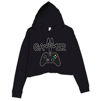 Gamer Heartbeat Xbox Black Crop Fleece Hoodie