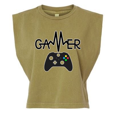 Gamer Heartbeat Xbox Black Garment-Dyed Women's Muscle Tee