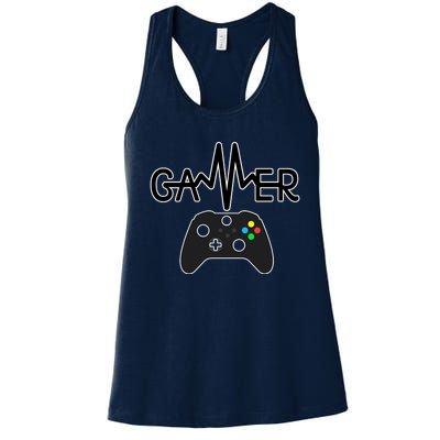 Gamer Heartbeat Xbox Black Women's Racerback Tank