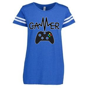 Gamer Heartbeat Xbox Black Enza Ladies Jersey Football T-Shirt