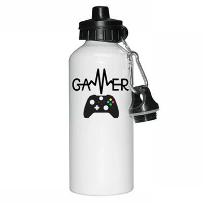 Gamer Heartbeat Xbox Black Aluminum Water Bottle 