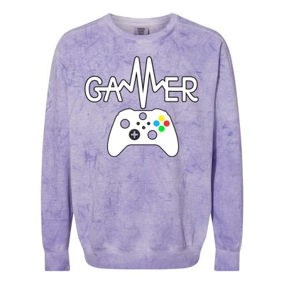 Gamer Heartbeat Xbox White Colorblast Crewneck Sweatshirt