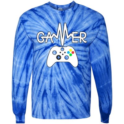 Gamer Heartbeat Xbox White Tie-Dye Long Sleeve Shirt