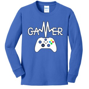 Gamer Heartbeat Xbox White Kids Long Sleeve Shirt