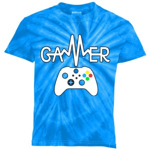 Gamer Heartbeat Xbox White Kids Tie-Dye T-Shirt