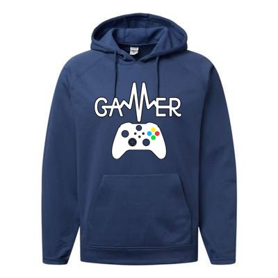 Gamer Heartbeat Xbox White Performance Fleece Hoodie