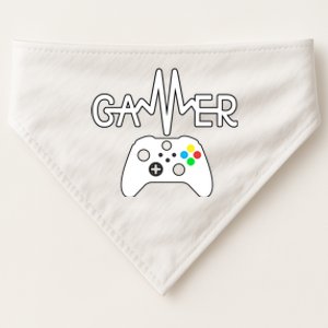 Gamer Heartbeat Xbox White USA-Made Doggie Bandana