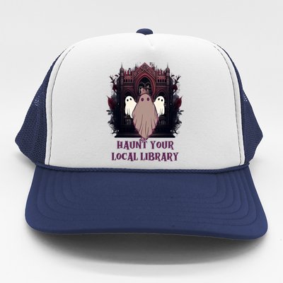 Ghost Haunt Your Local Library Halloween Trucker Hat