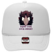 Ghost Haunt Your Local Library Halloween High Crown Mesh Back Trucker Hat