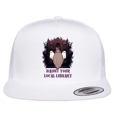 Ghost Haunt Your Local Library Halloween Flat Bill Trucker Hat