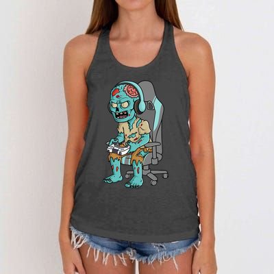 Gamer Halloween Zombie Scary Gaming Women's Knotted Racerback Tank