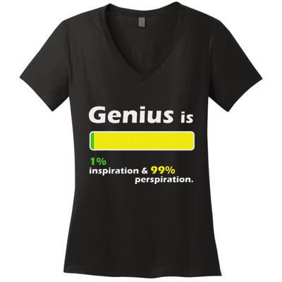 Genius Is 1 Inspiration And 99 Perspiration Top Women's V-Neck T-Shirt