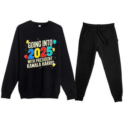 Going Into 2025 With Kamala Harris New Years Celebration Premium Crewneck Sweatsuit Set