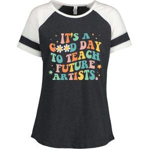 Groovy Its A Good Day To Teach Future Artists Art Teacher Enza Ladies Jersey Colorblock Tee