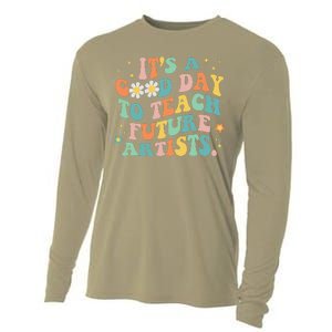 Groovy It's A Good Day To Teach Future Artists Art Teacher Cooling Performance Long Sleeve Crew