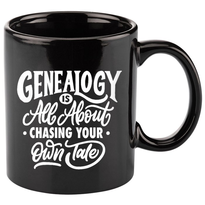 Genealogy Is All About Chasing Your Own Tale Humor Genealogy Gifts By The Ancest 11oz C Handle Ceramic Mug