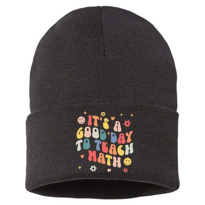 Groovy Its A Good Day To Teach Math Funny Math Teacher Gift Sustainable Knit Beanie