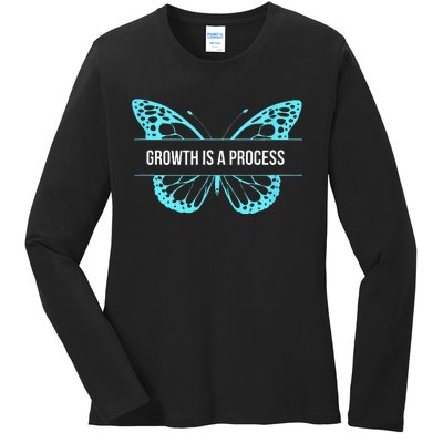 Growth is a process Butterfly Ladies Long Sleeve Shirt