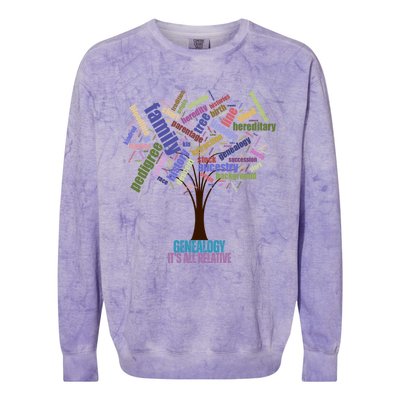 Genealogy Is All Relative Family Historian Gift Colorblast Crewneck Sweatshirt