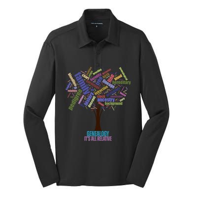 Genealogy Is All Relative Family Historian Gift Silk Touch Performance Long Sleeve Polo