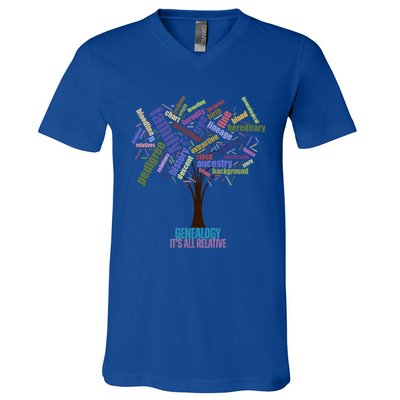 Genealogy Is All Relative Family Historian Gift V-Neck T-Shirt