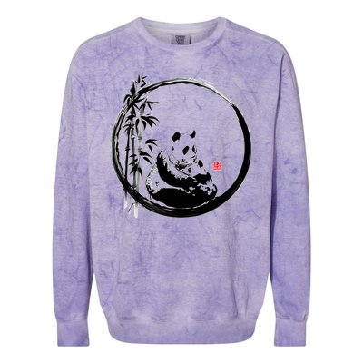 Giant Panda Bamboo Japanese Ink Painting Colorblast Crewneck Sweatshirt