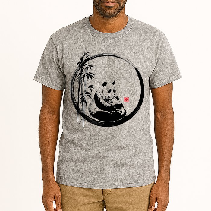 Giant Panda Bamboo Japanese Ink Painting Tall T-Shirt