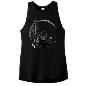 Giant Panda Bamboo Japanese Ink Painting Ladies PosiCharge Tri-Blend Wicking Tank