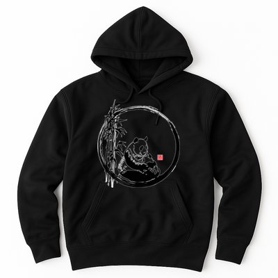 Giant Panda Bamboo Japanese Ink Painting Hoodie