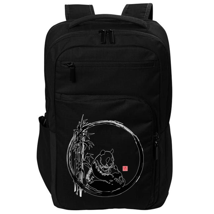 Giant Panda Bamboo Japanese Ink Painting Impact Tech Backpack