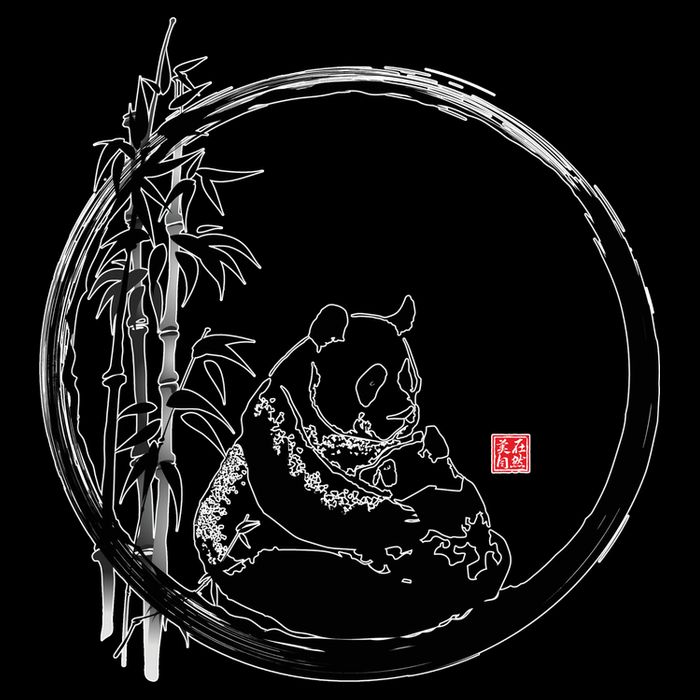 Giant Panda Bamboo Japanese Ink Painting Flatbill Hat