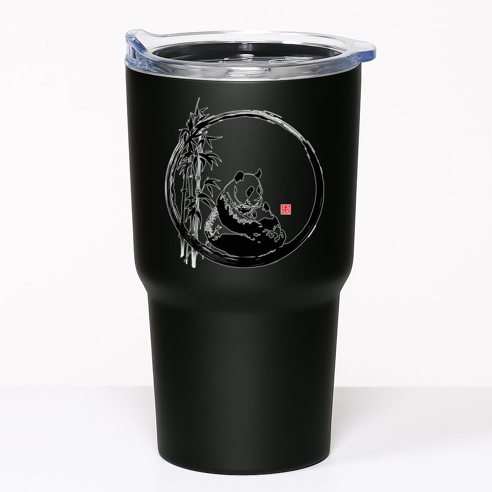 Giant Panda Bamboo Japanese Ink Painting Tumbler