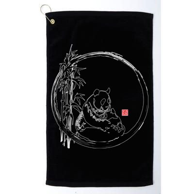 Giant Panda Bamboo Japanese Ink Painting Golf Towel