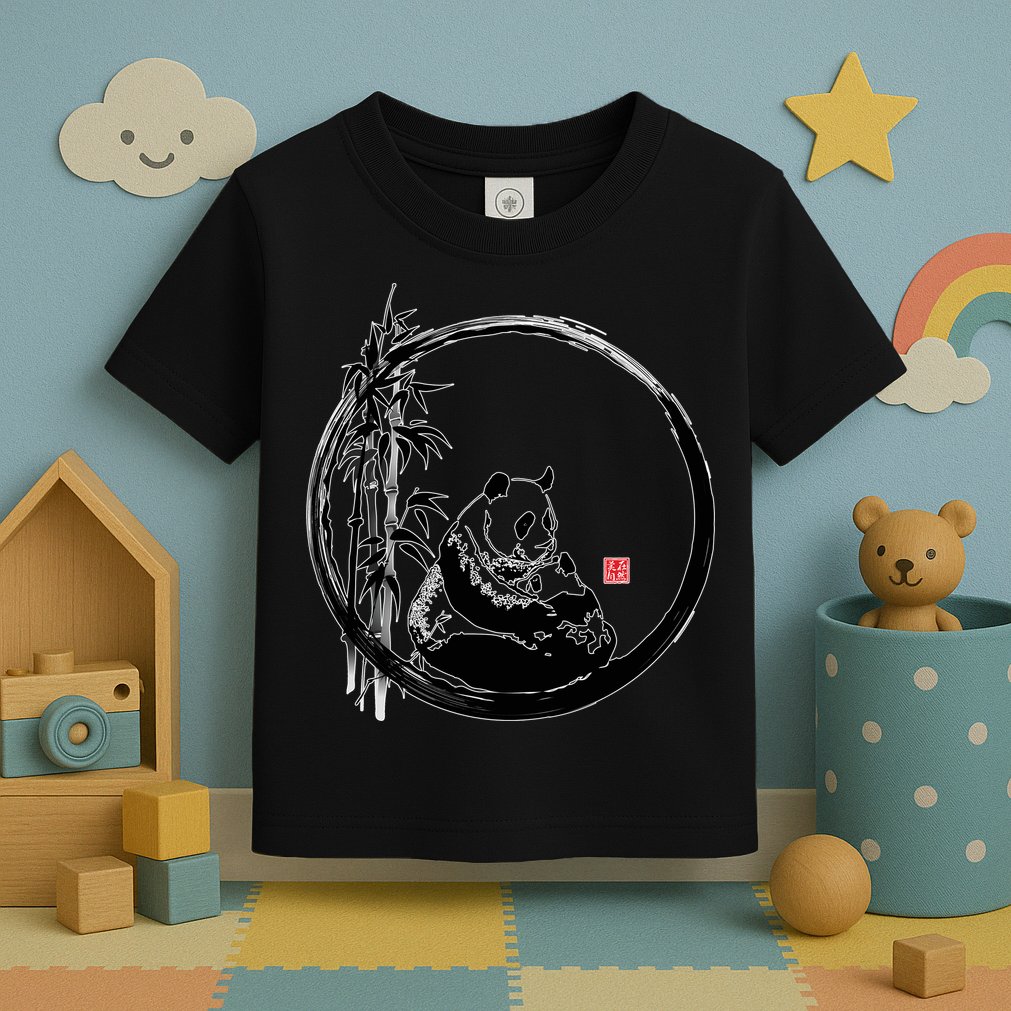Giant Panda Bamboo Japanese Ink Painting Toddler T-Shirt