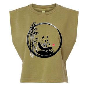 Giant Panda Bamboo Japanese Ink Painting Garment-Dyed Women's Muscle Tee