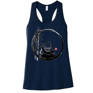 Giant Panda Bamboo Japanese Ink Painting Women's Racerback Tank