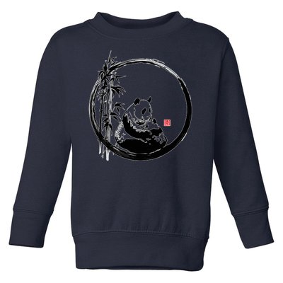 Giant Panda Bamboo Japanese Ink Painting Toddler Sweatshirt